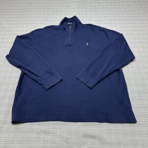 Polo Ralph Lauren Sweater Mens XL Blue Estate Rib‎ 1/4 Zip Small Pony Sweatshirt